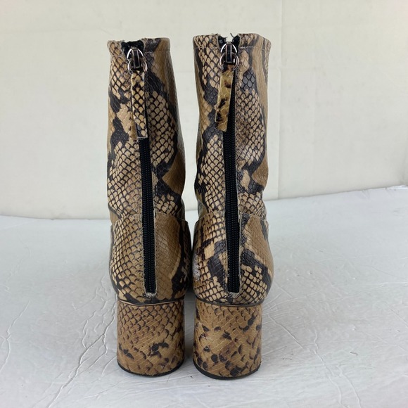 Zara Snake Skin Print Womens Sz US Sz 8 Heeled Mid Calf Boot Zip Back Eu 39 - Picture 8 of 11